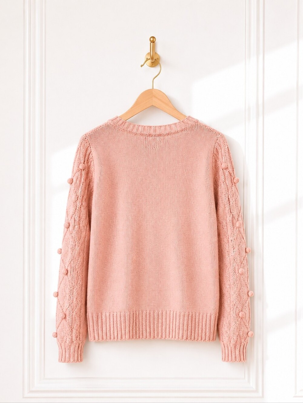 Blu Pepper Blush Pink Cable Knit Bobble Cardigan Size Small Soft Feminine - Picture 6 of 8